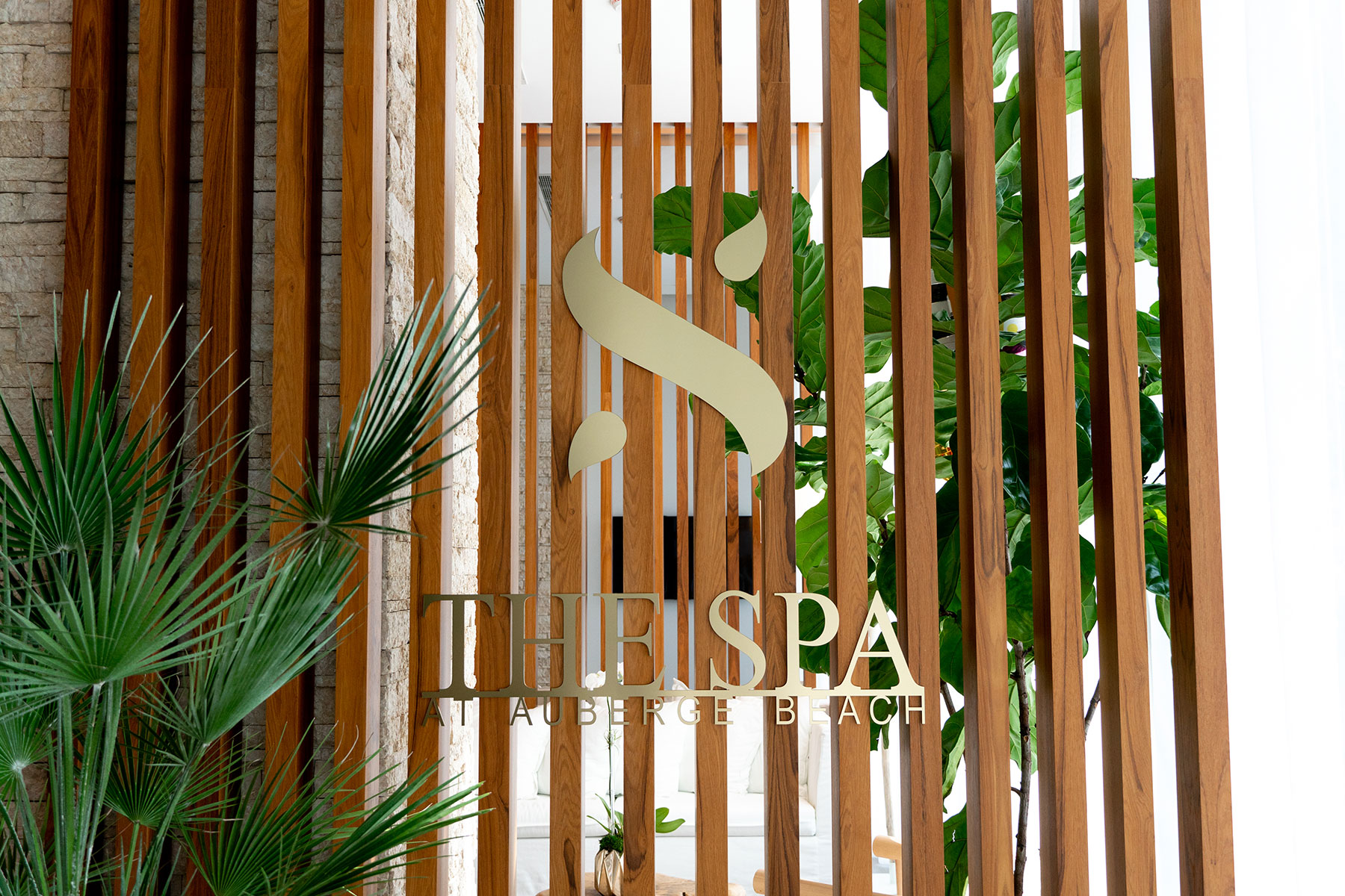 Decorative sign for The Spa at Auberge Beach